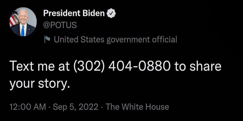 جو بایدن شماره تلفن خود را در توئیتر منتشر کرد